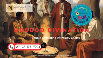 Image shows a historical painting depicting African American individuals engaged in a traditional Hoodoo divination ritual.