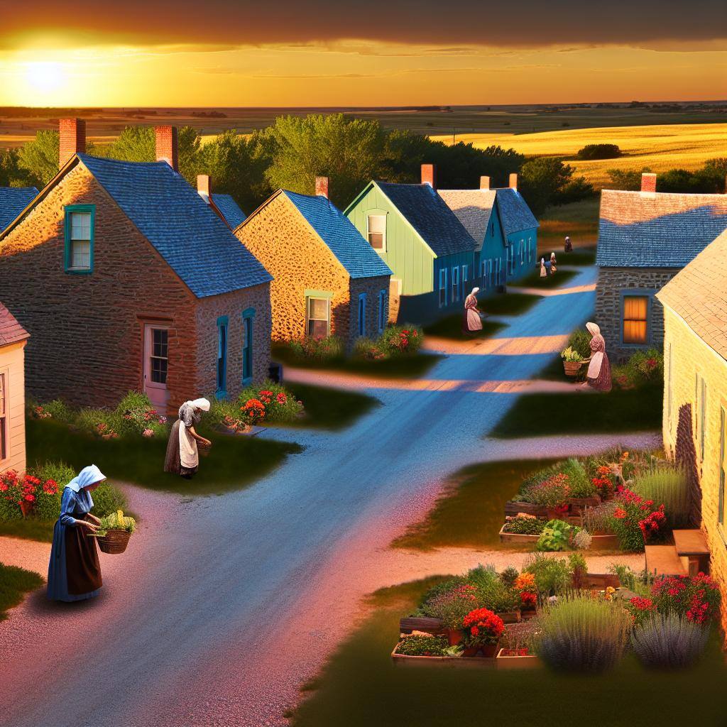 A peaceful image of a small town in Nebraska with a quaint charm, where love spells are believed to hold the key to a successful marriage.