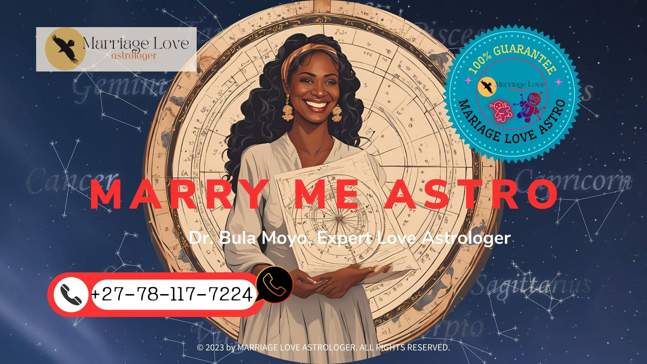 Marriage Love Astrologer, smiling warmly while holding an astrological chart, symbolizing her expertise and dedication to helping clients navigate their romantic lives